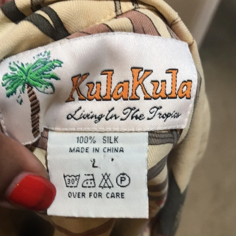 KulaKula Tropical Men's Silk Shirt-Size L